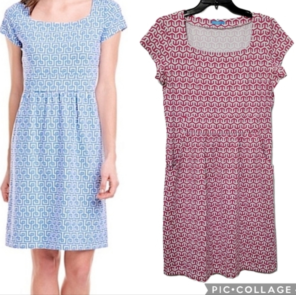 J. McLaughlin Catalina Cloth Emma Square Neck Sheath Dress Size M Pink Geometric